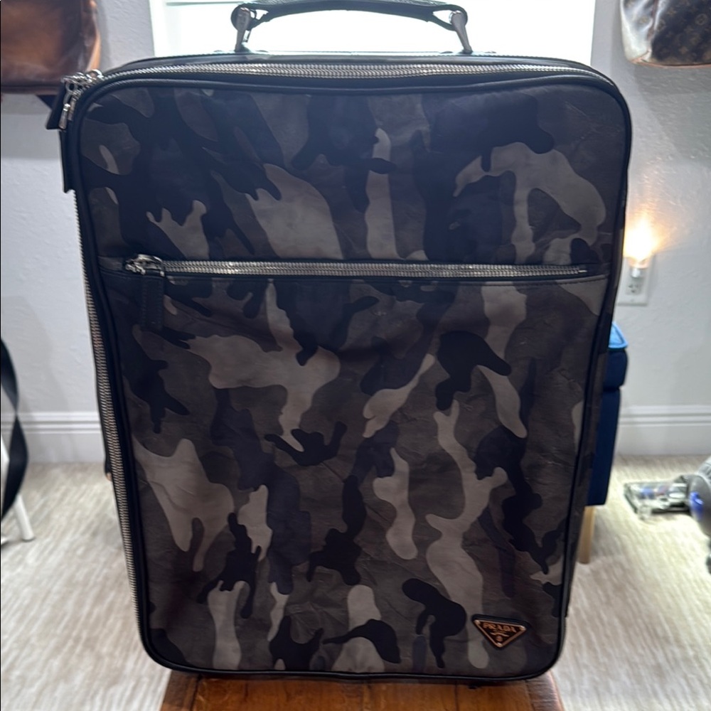 Prada Black and Gray Travel Bags with Camouflage Design